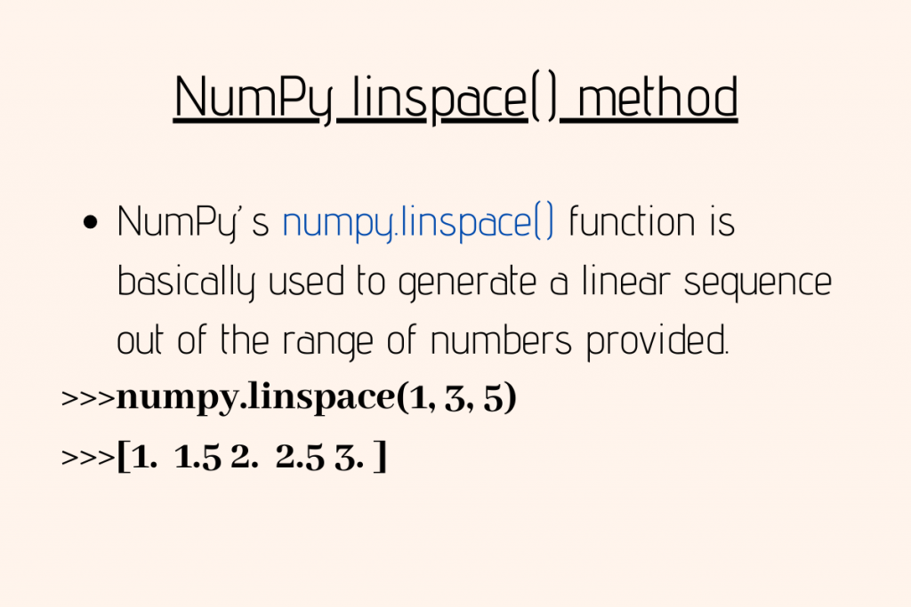 NumPy Linspace() Method