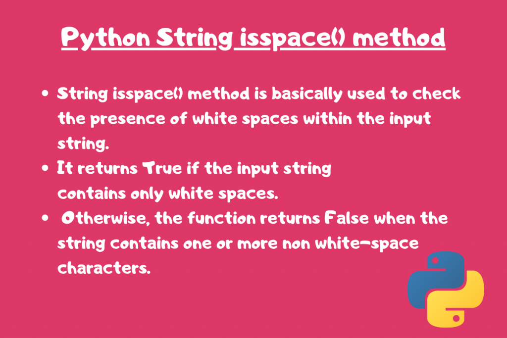 Python String Isspace() Metho
