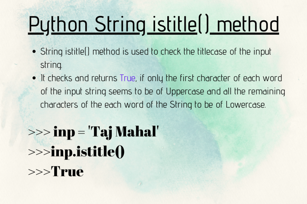 Python String Istitle() Method