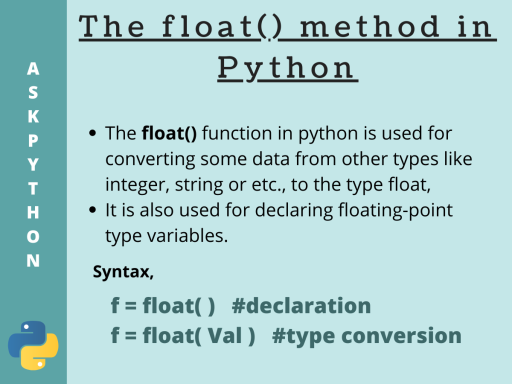 The Float() Method In Python