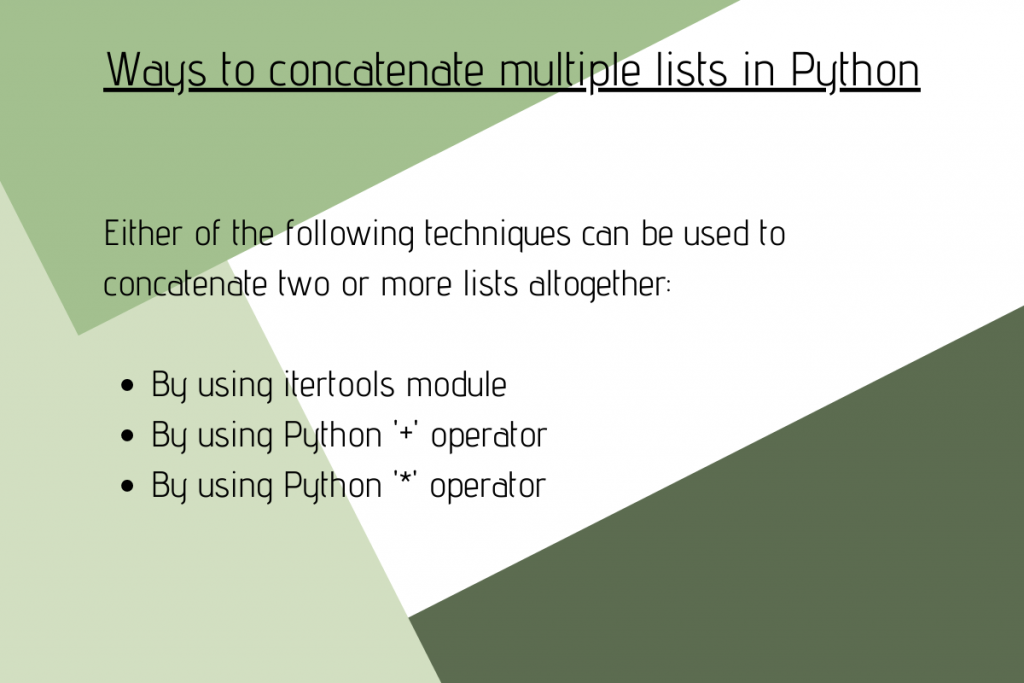 Ways To Concatenate Multiple Lists In Pythn