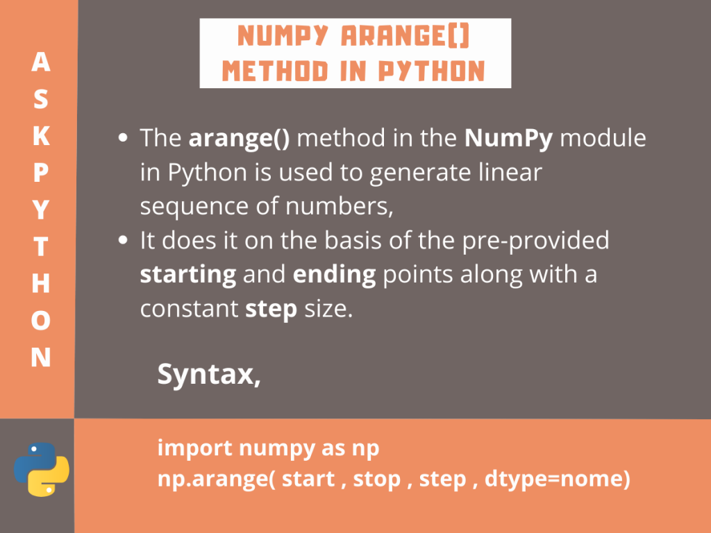Numpy Arange() Method In Python
