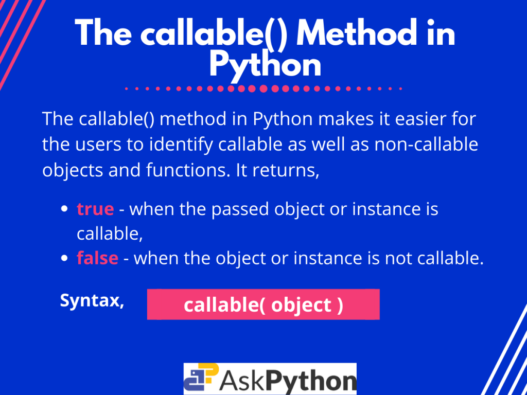 The Callable() Method In Python