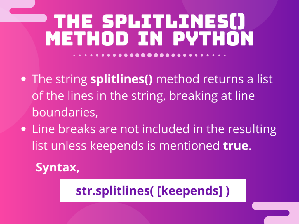 The Splitlines() Method In Python