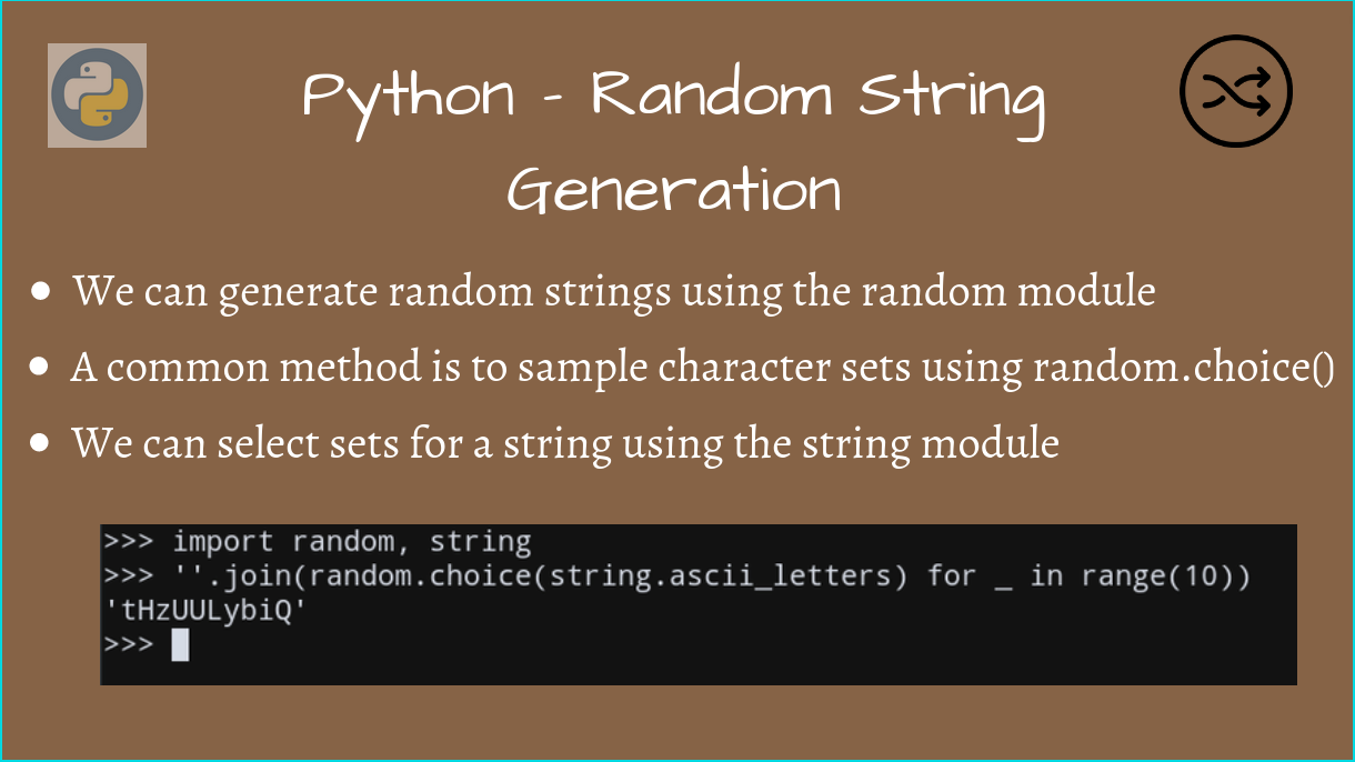 nationalisme ik zal sterk zijn gebaar How to Generate Random Strings in Python - AskPython