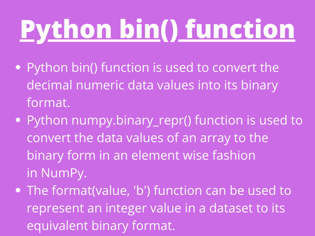 Python Bin() Function