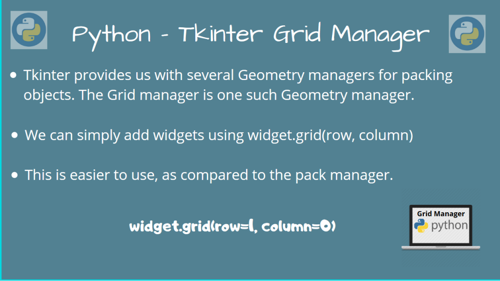 Tkinter Grid Manager