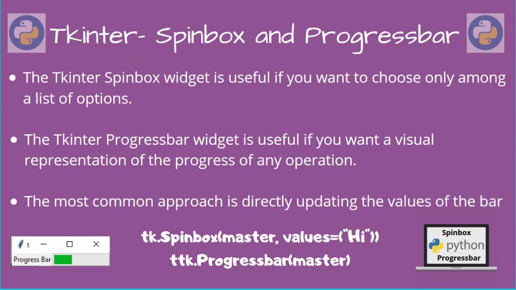Tkinter Spinbox And Progressbar