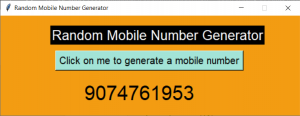 Python Tkinter Project: Random mobile number generator - AskPython