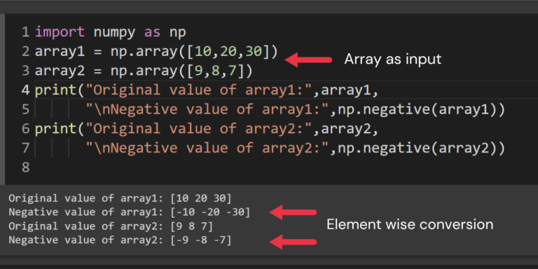 Numpy negative - Numerical negative, element-wise. - AskPython