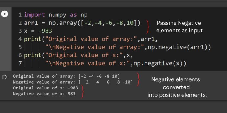 Numpy negative - Numerical negative, element-wise. - AskPython