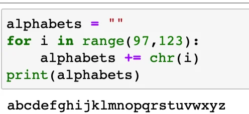 String - Alphabet Range In Python - Askpython