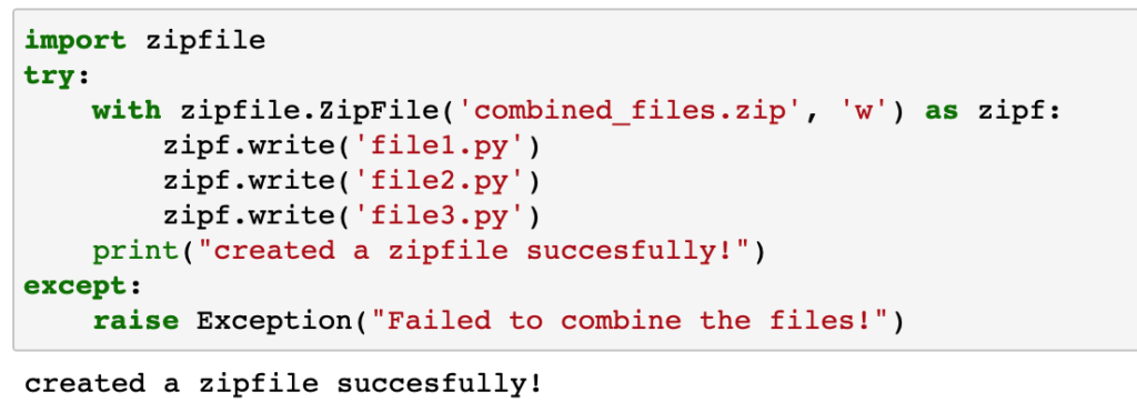 Объединение файлов Python с модулем Zipfile