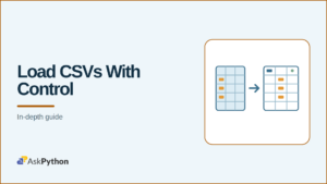AskPython featured banner showing CSV rows transformed into a structured table