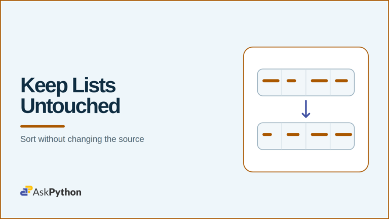 AskPython featured banner showing an unsorted list becoming an ordered result while the source remains untouched