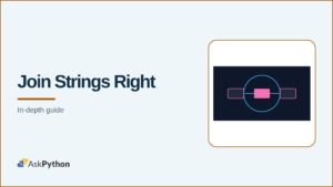 Python String join method guide banner showing list items merging into one string