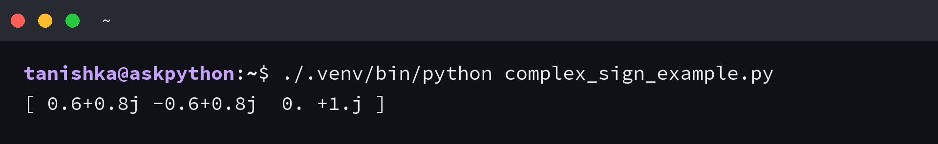 Current NumPy complex sign outputs preserve each value's direction