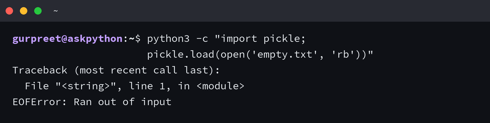 pickle.load raises EOFError when the pickle file is empty