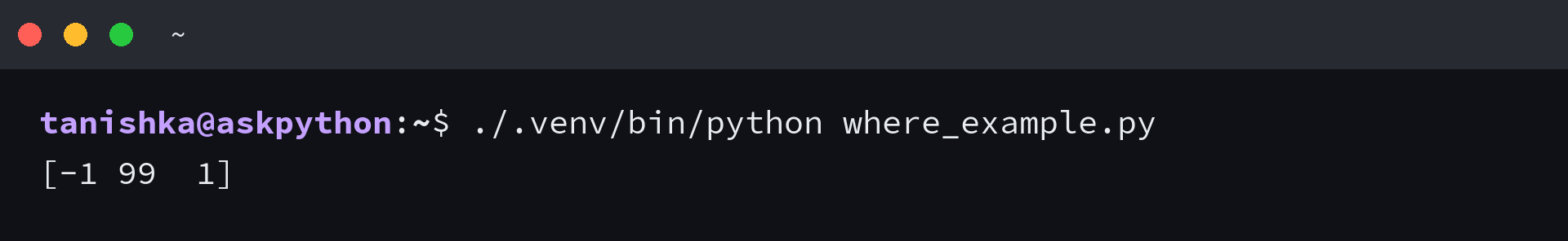 np.sign writes selected array positions and leaves the masked value unchanged