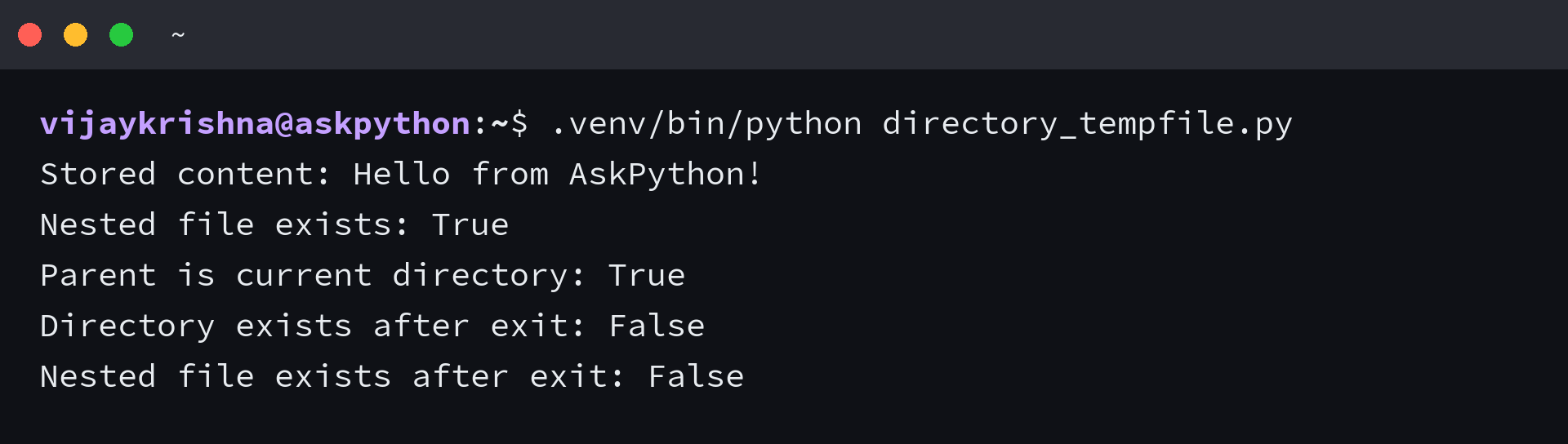 Temporary directory and nested file exist inside the block and disappear after exit